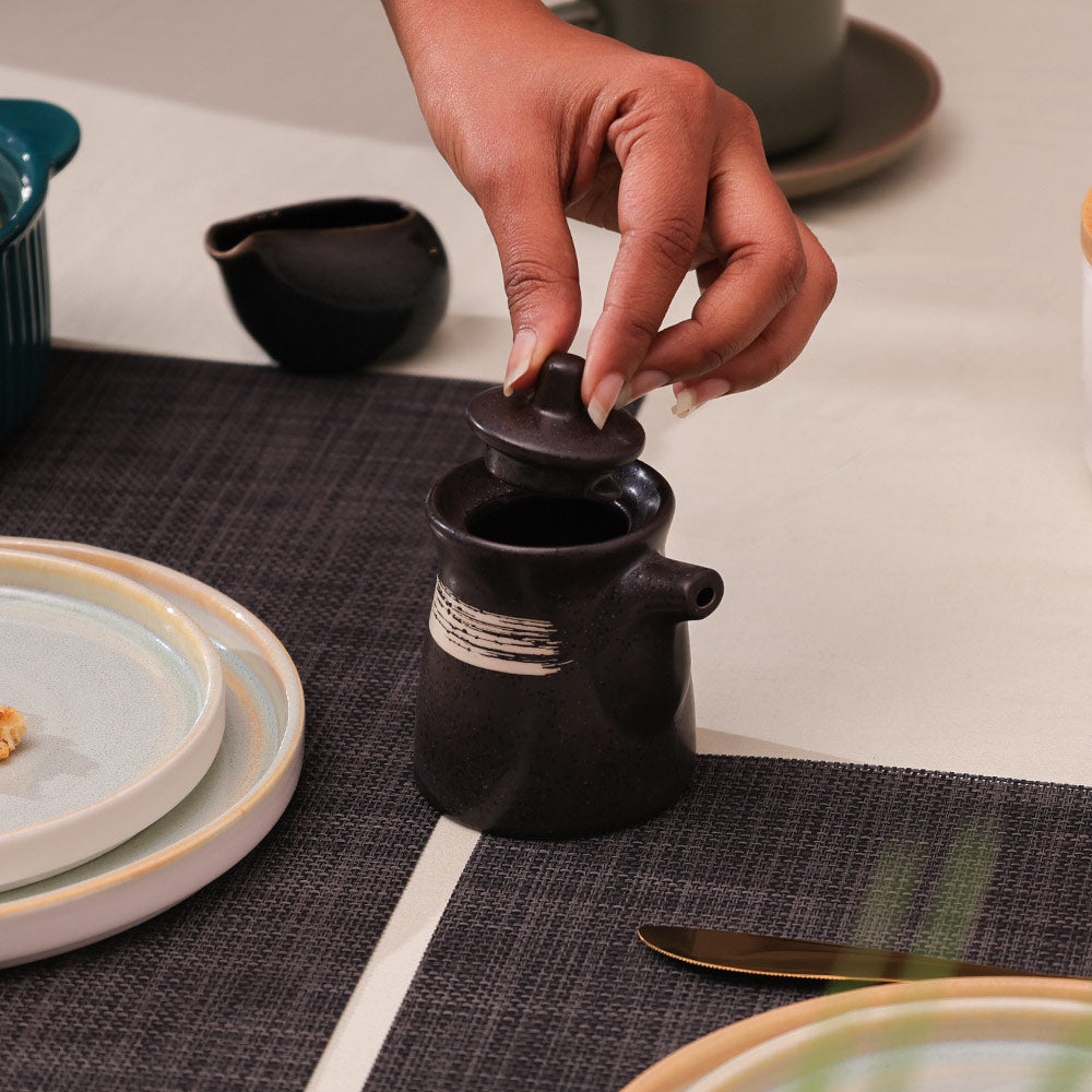 Seta Ceramic Condiment Dispenser - Black White