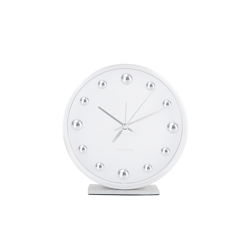 Shiny Dots Alarm Clock - White Silver