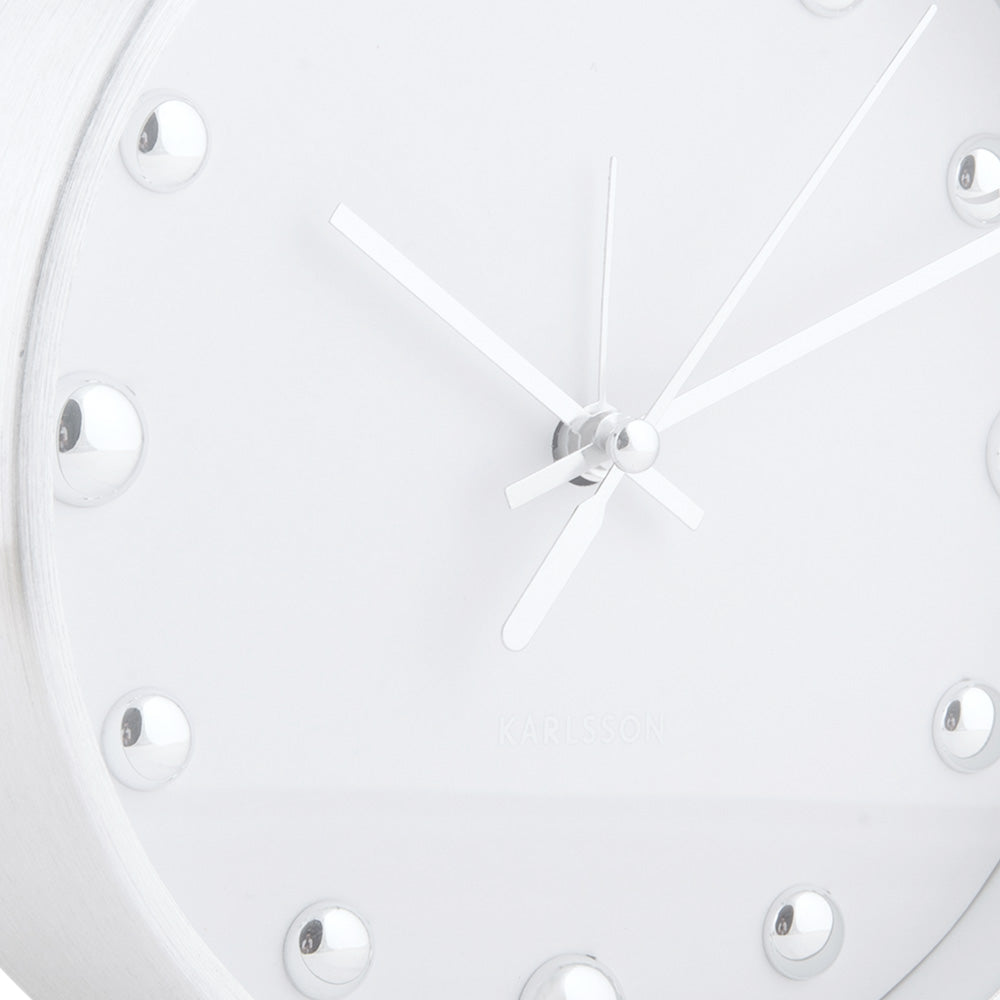 Shiny Dots Alarm Clock - White Silver