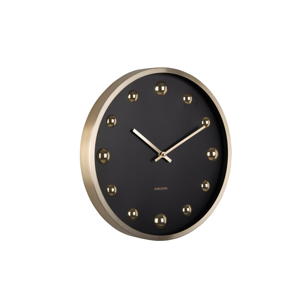 Shiny Dots Wall Clock 36cm - Black Gold