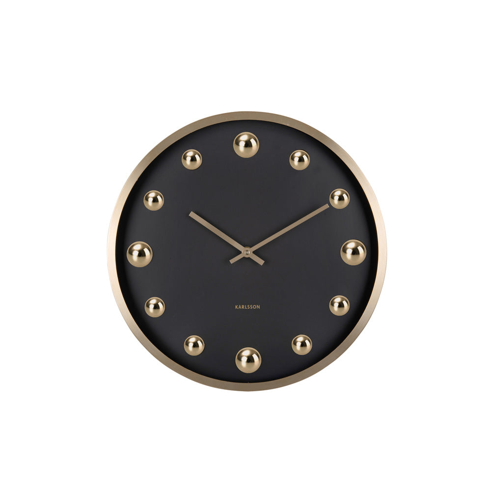 Shiny Dots Wall Clock 36cm - Black Gold