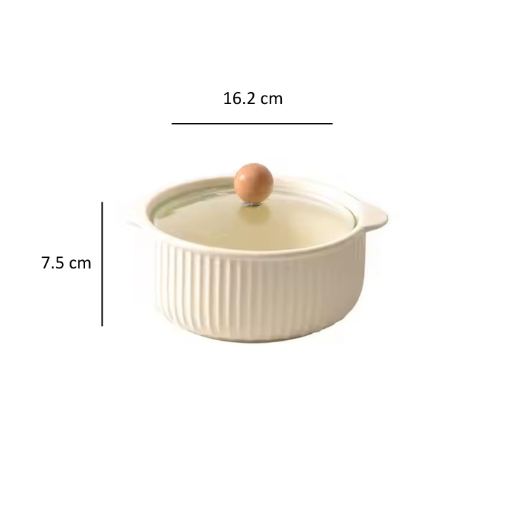Shire Ceramic Serving Pot with Glass Lid - Cream