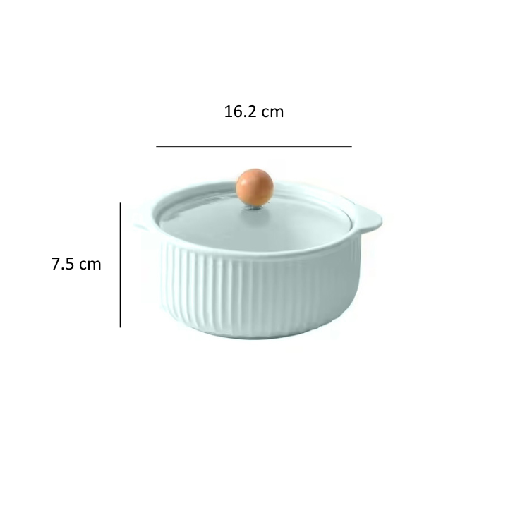 Shire Ceramic Serving Pot with Glass Lid - Sky Blue