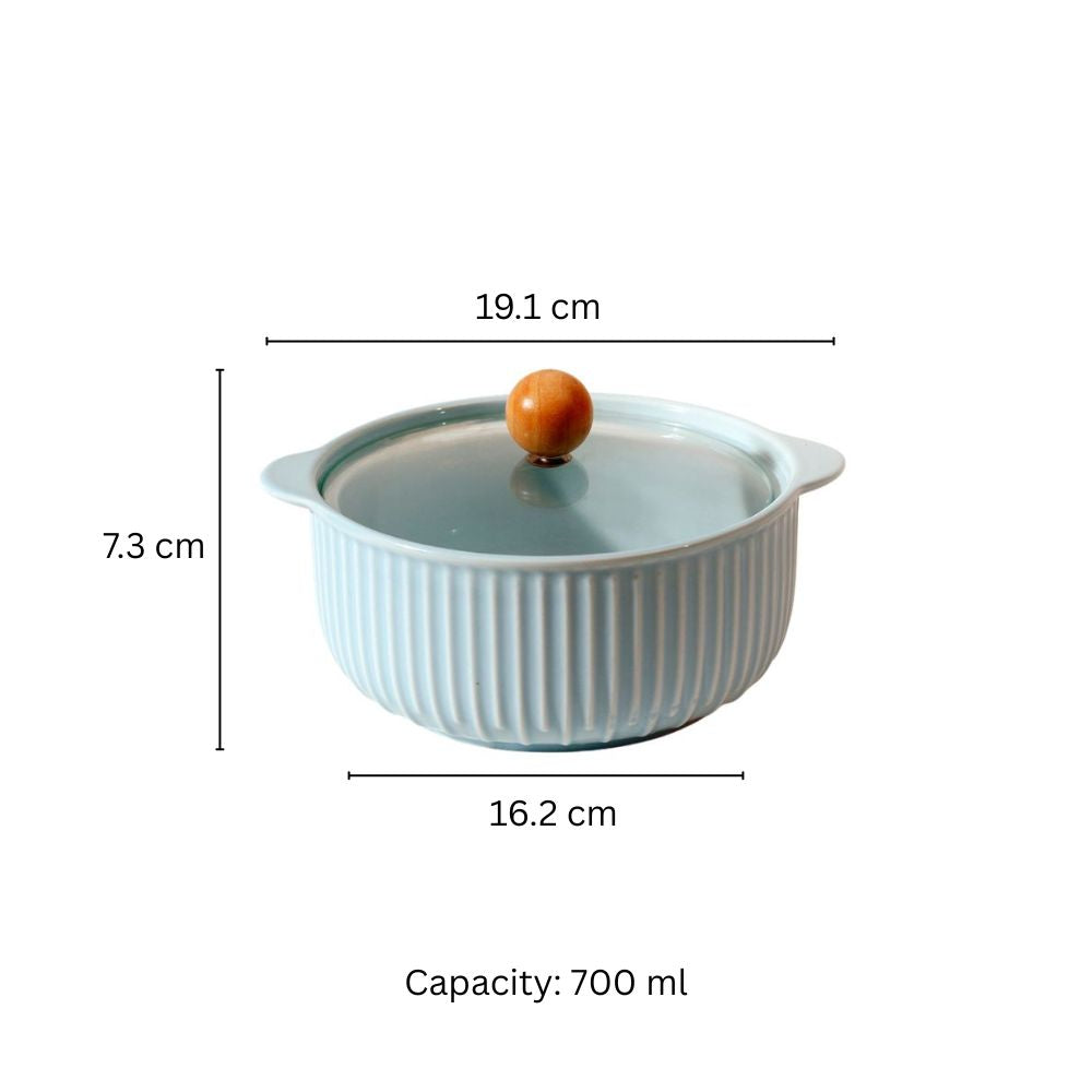 Shire Ceramic Serving Pot with Glass Lid - Sky Blue