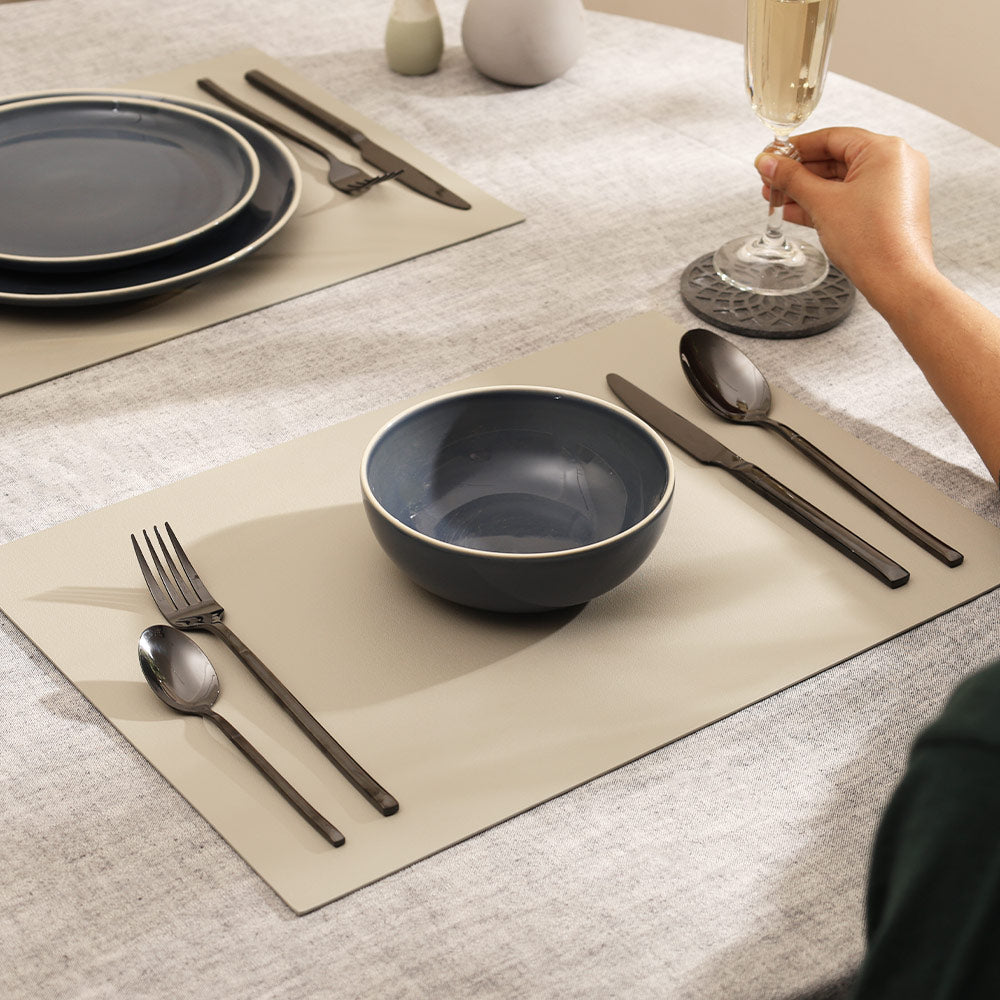 Silkstone Reversible Mats, Set of 6 - Taupe