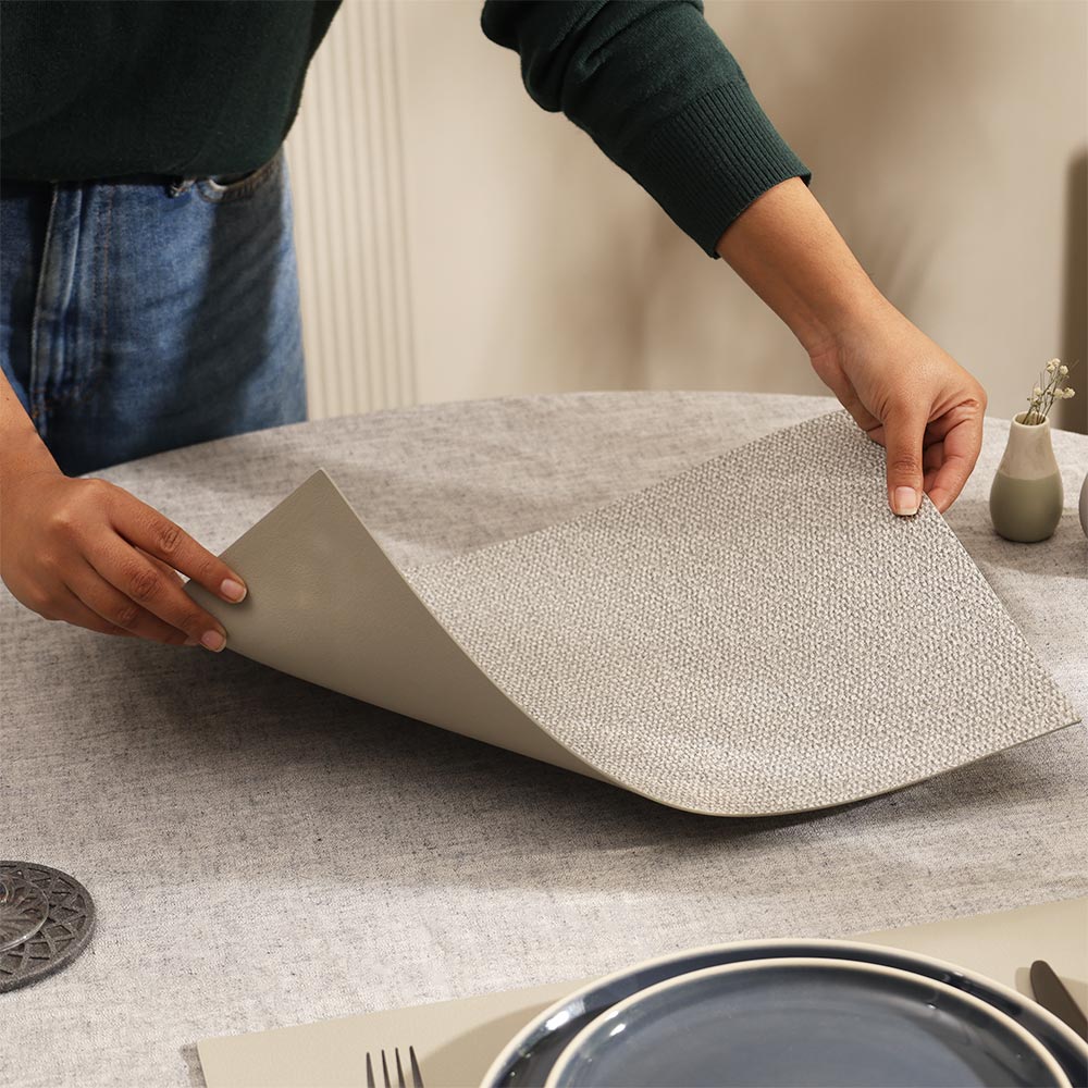 Silkstone Reversible Mats, Set of 6 - Taupe