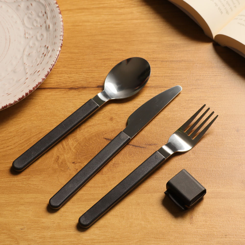 Silueta 3-Piece Travel Cutlery Set - Nordic Black