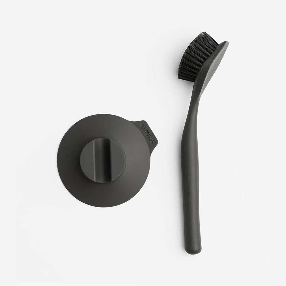 SinkSide Dish Brush with Suction Holder - Grey