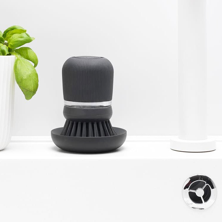SinkSide Soap Dispensing Dish Brush - Dark Grey