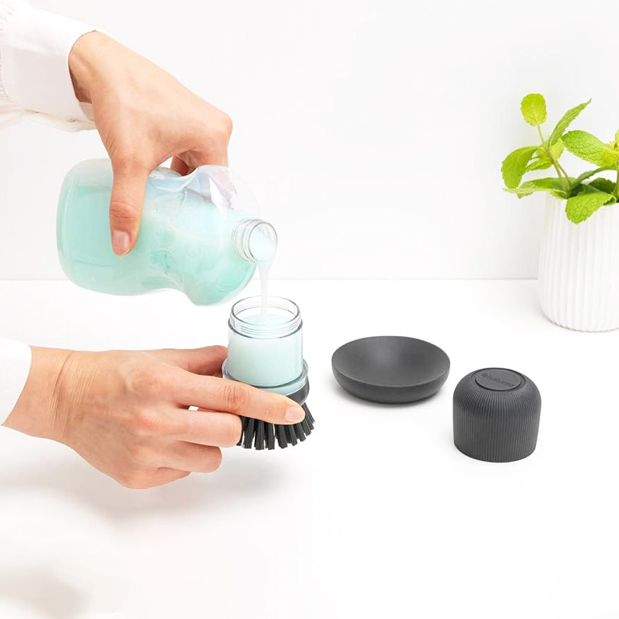 SinkSide Soap Dispensing Dish Brush - Dark Grey