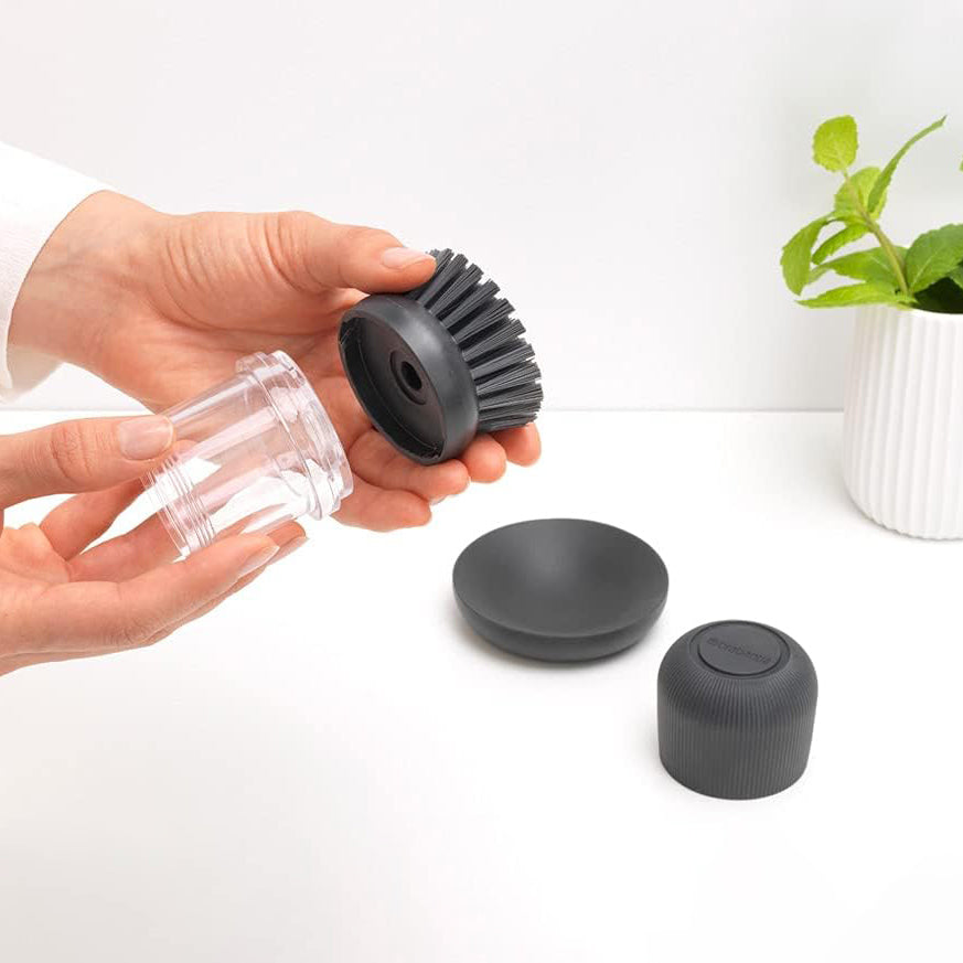 SinkSide Soap Dispensing Dish Brush - Dark Grey