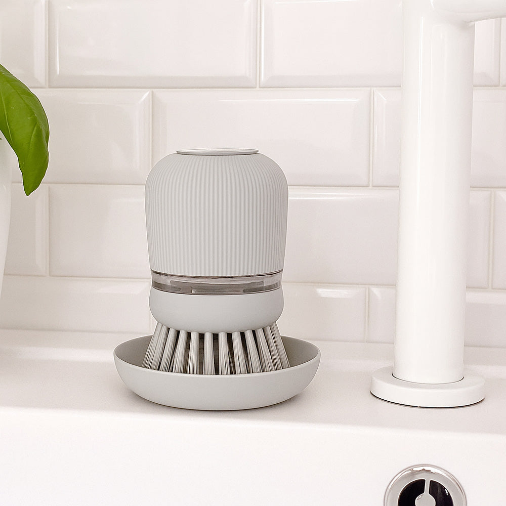 SinkSide Soap Dispensing Dish Brush - Mid Grey