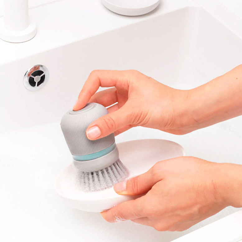SinkSide Soap Dispensing Dish Brush - Mid Grey