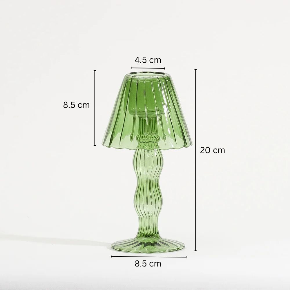 Sintra Glass Tealight Holder Lamp - Dark Green