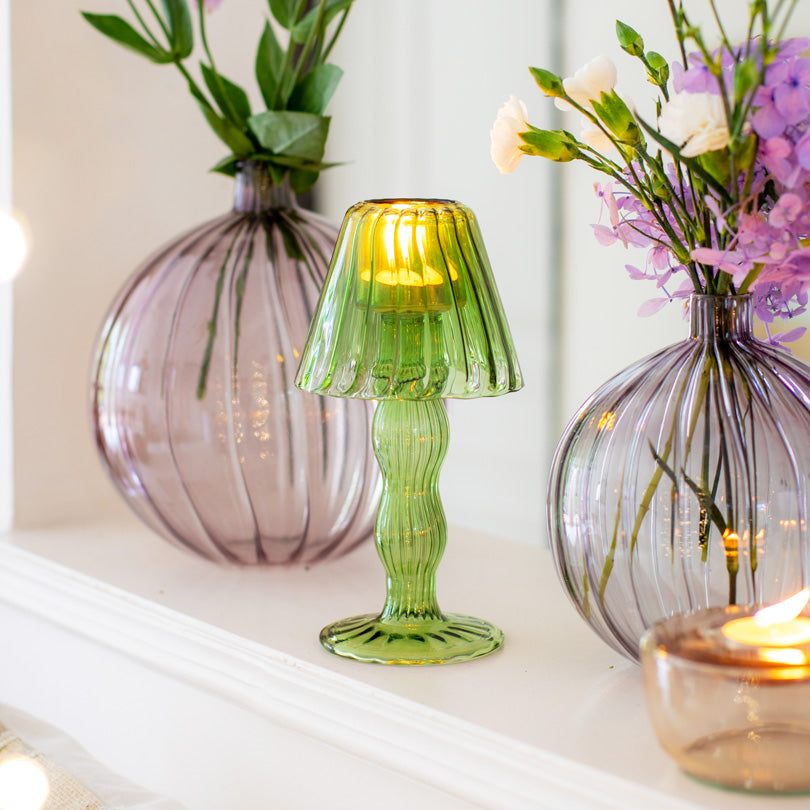 Sintra Glass Tealight Holder Lamp - Dark Green