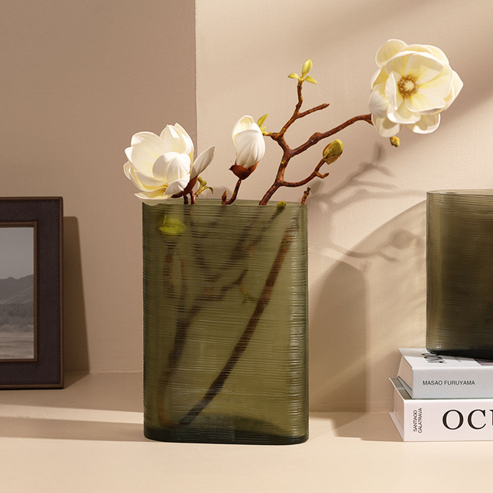 Sirocco Asymmetric Glass Vase Tall - Moss Green