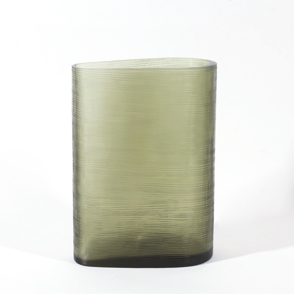 Sirocco Asymmetric Glass Vase Tall - Moss Green