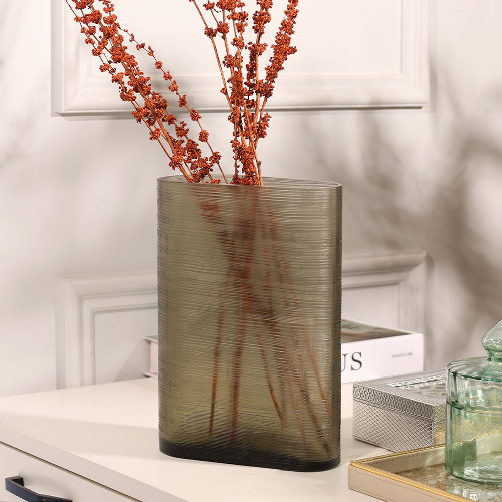 Sirocco Asymmetric Glass Vase Tall - Moss Green