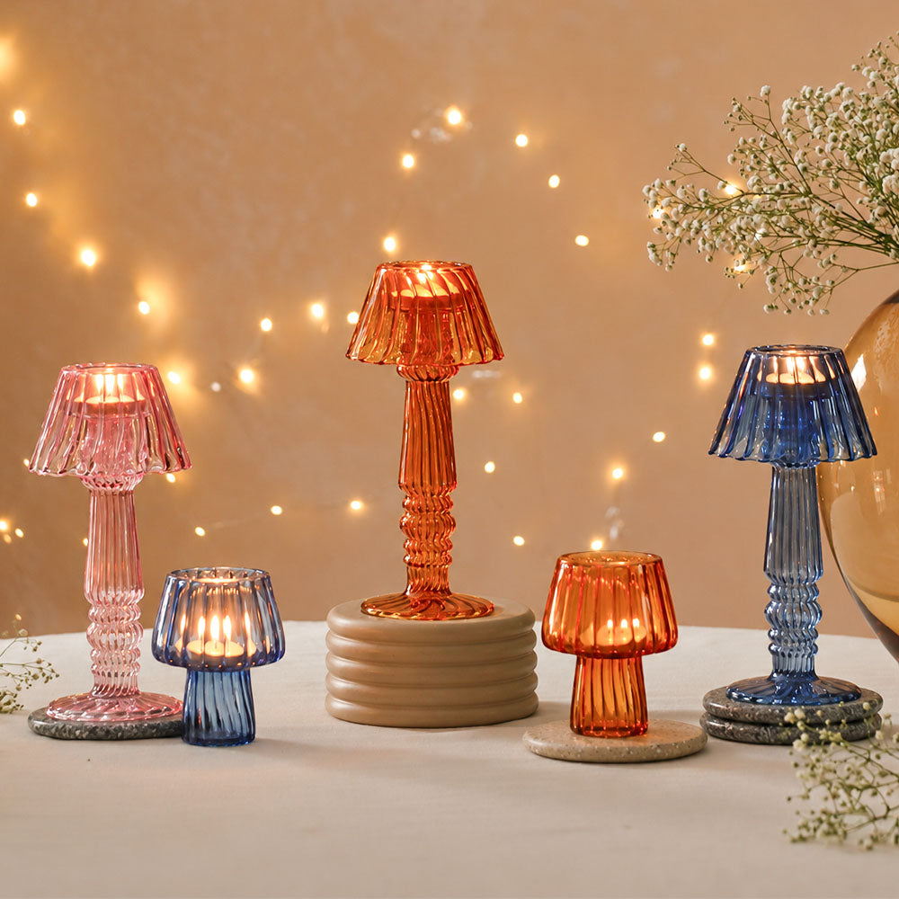 Emir Glass Tealight Holder - Burnt Orange
