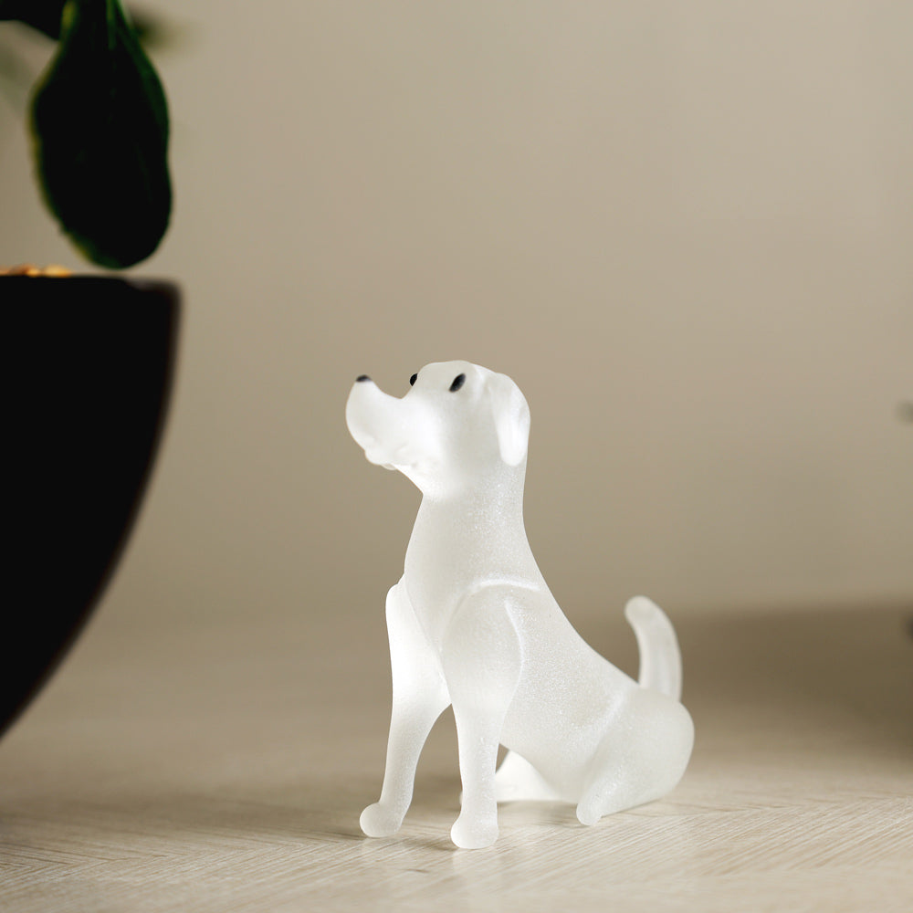 Sitting Dog Mini Glass Accent - Frosted White
