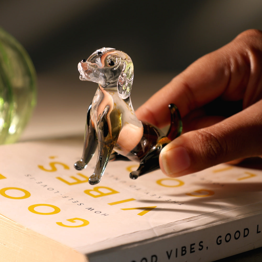Sitting Dog Mini Glass Accent - Monochrome
