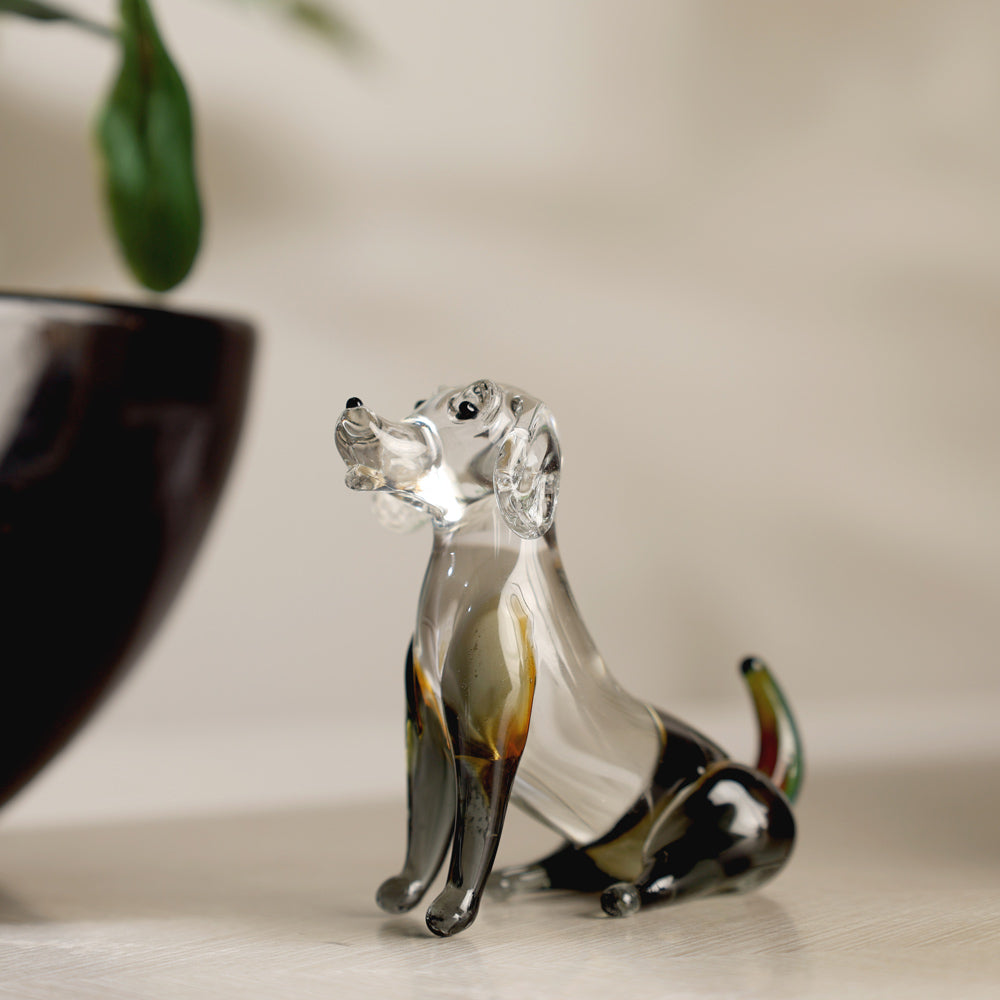 Sitting Dog Mini Glass Accent - Monochrome