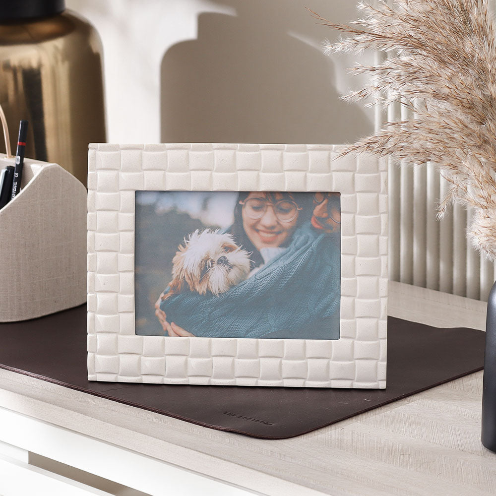 Grid Photo Frame Large - Matte White