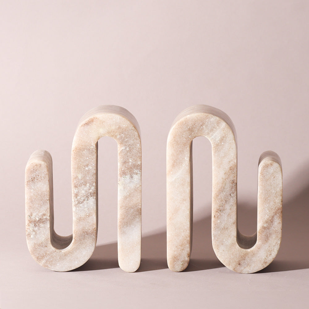 Skye Marble Bookends, Set of 2 - Cloudy Grey