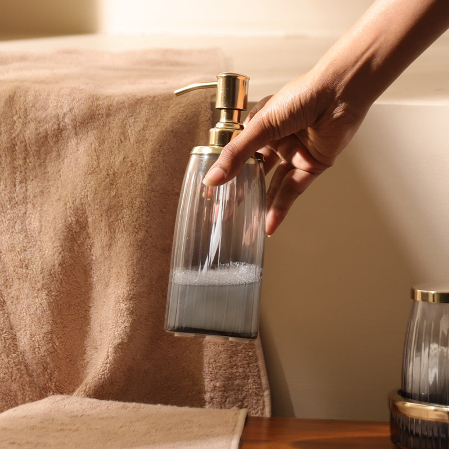 Skylar Glass Soap Dispenser - Smoke Gold