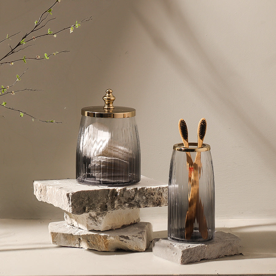 Skylar Glass Storage Jar - Smoke Gold