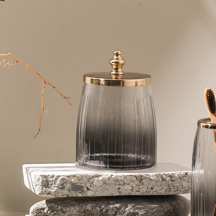 Skylar Glass Storage Jar - Smoke Gold