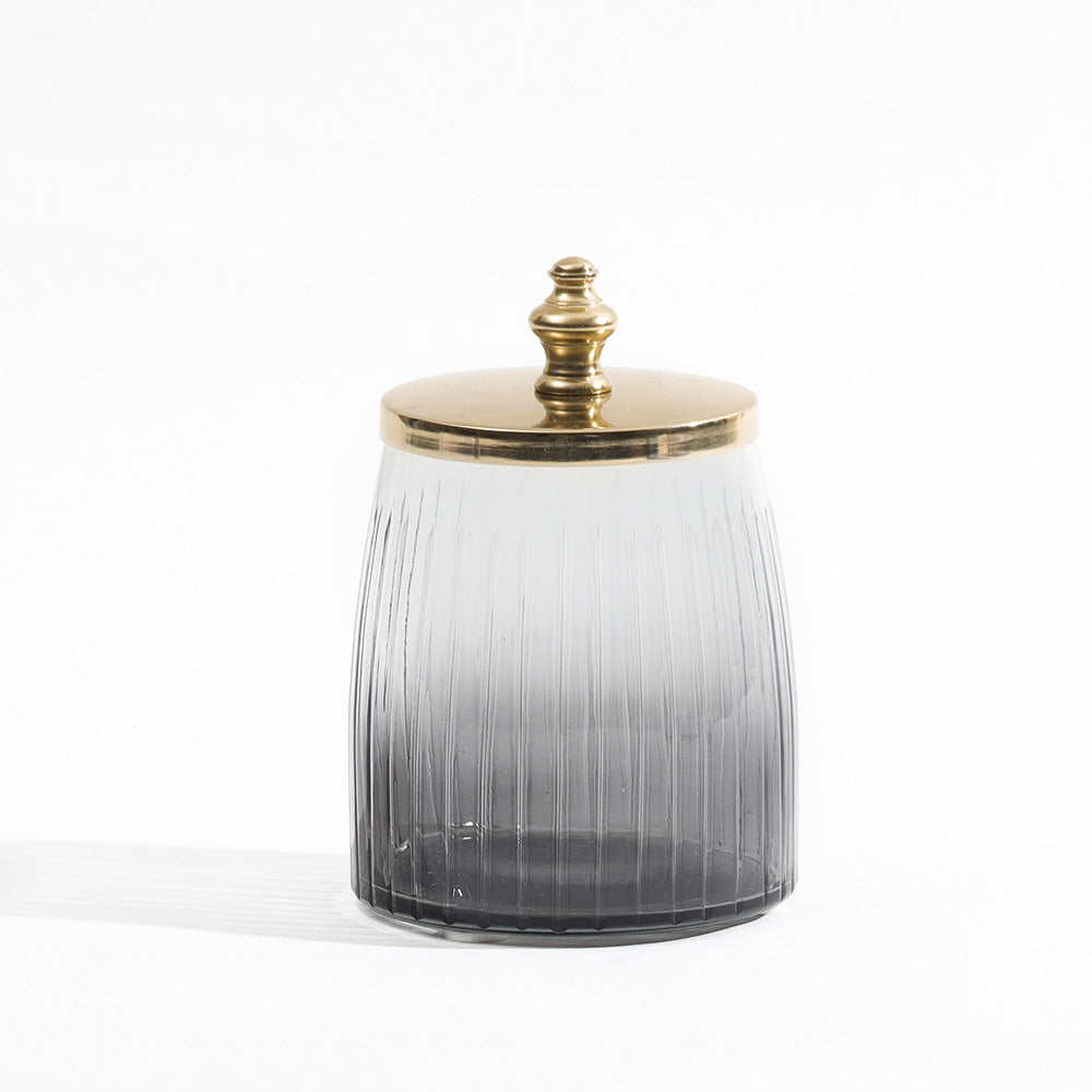 Skylar Glass Storage Jar - Smoke Gold