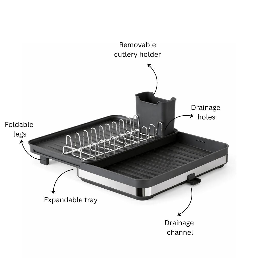 Slate Expandable Dish Rack - Black