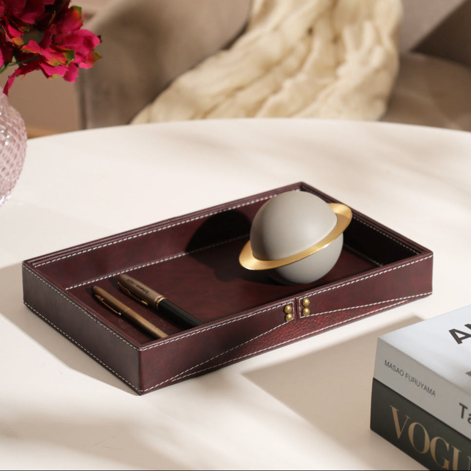 Ophelia Studded Valet Tray - Burgundy