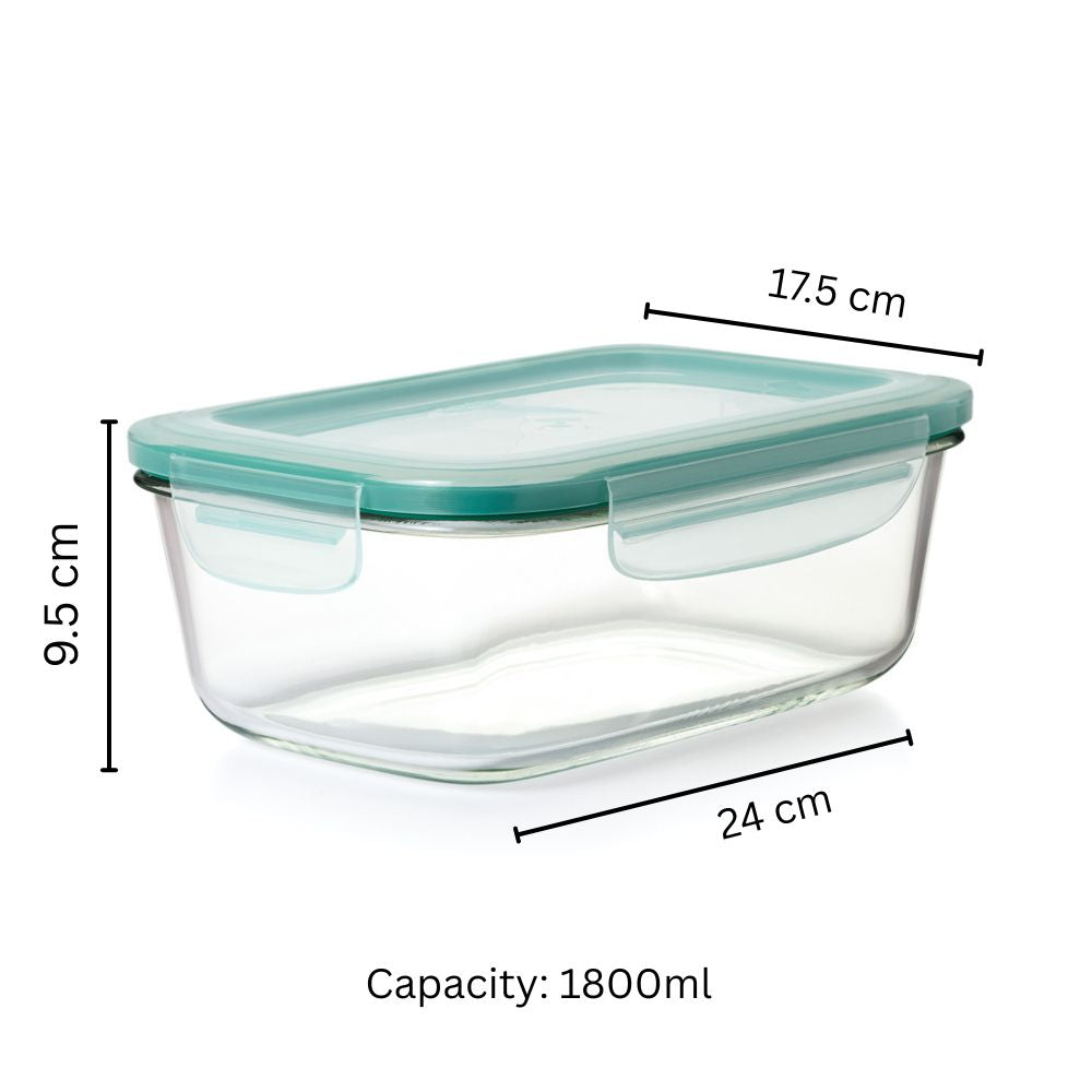 Smart Seal Rectangular Glass Container - 1800ml