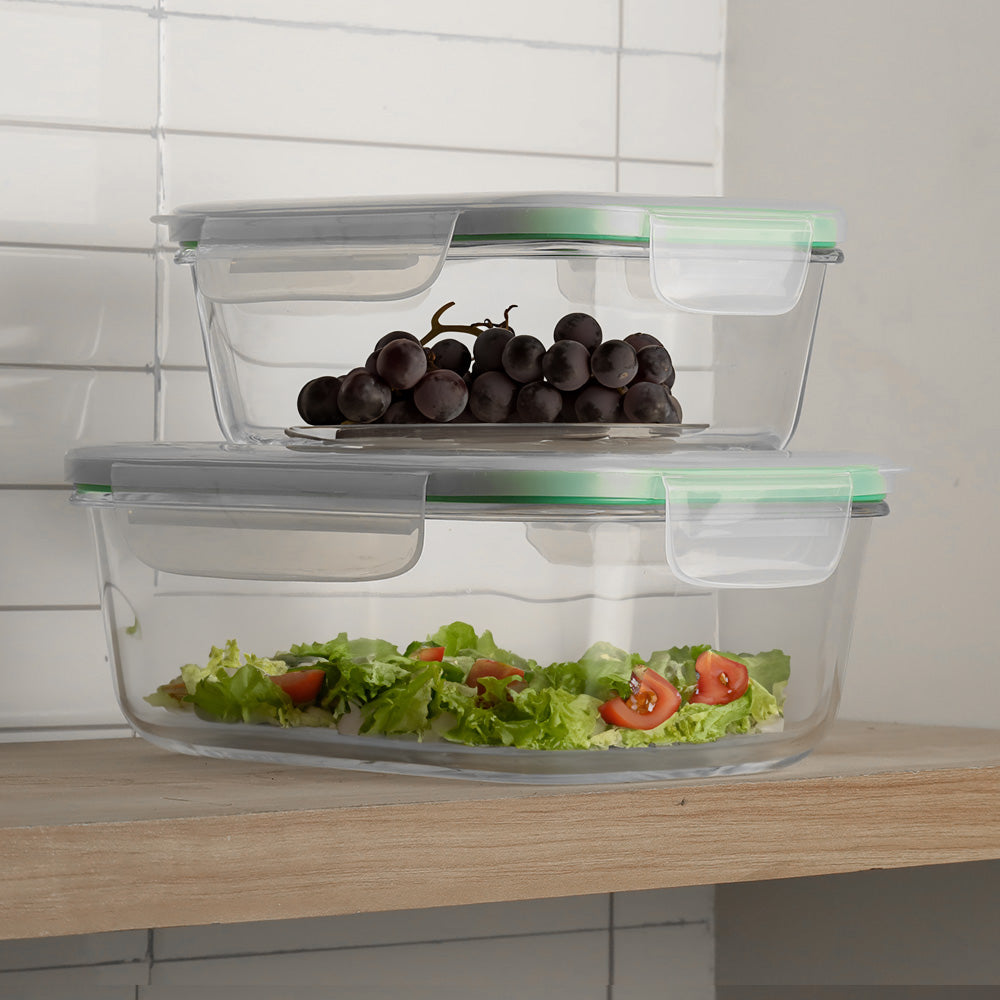 Smart Seal Rectangular Glass Container - 1800ml