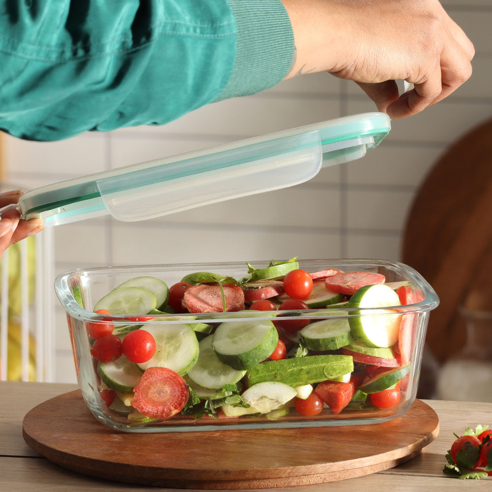 Smart Seal Rectangular Glass Container - 1800ml