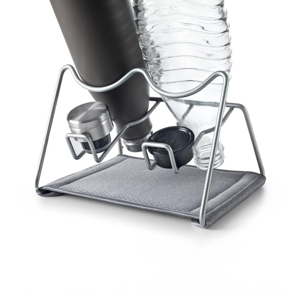 Sodatex Bottle Drying Rack With Cap Holders - Silver Grey