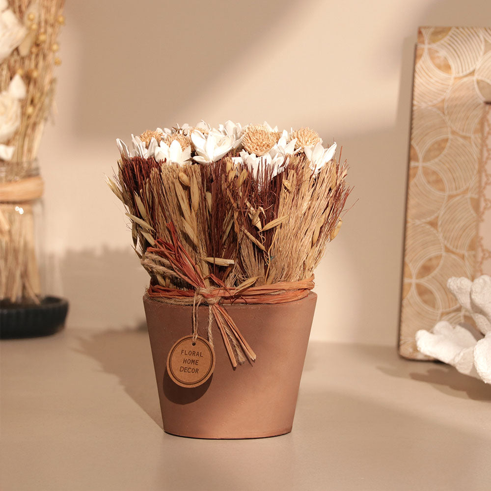 Sola Potted Bouquet - White Beige