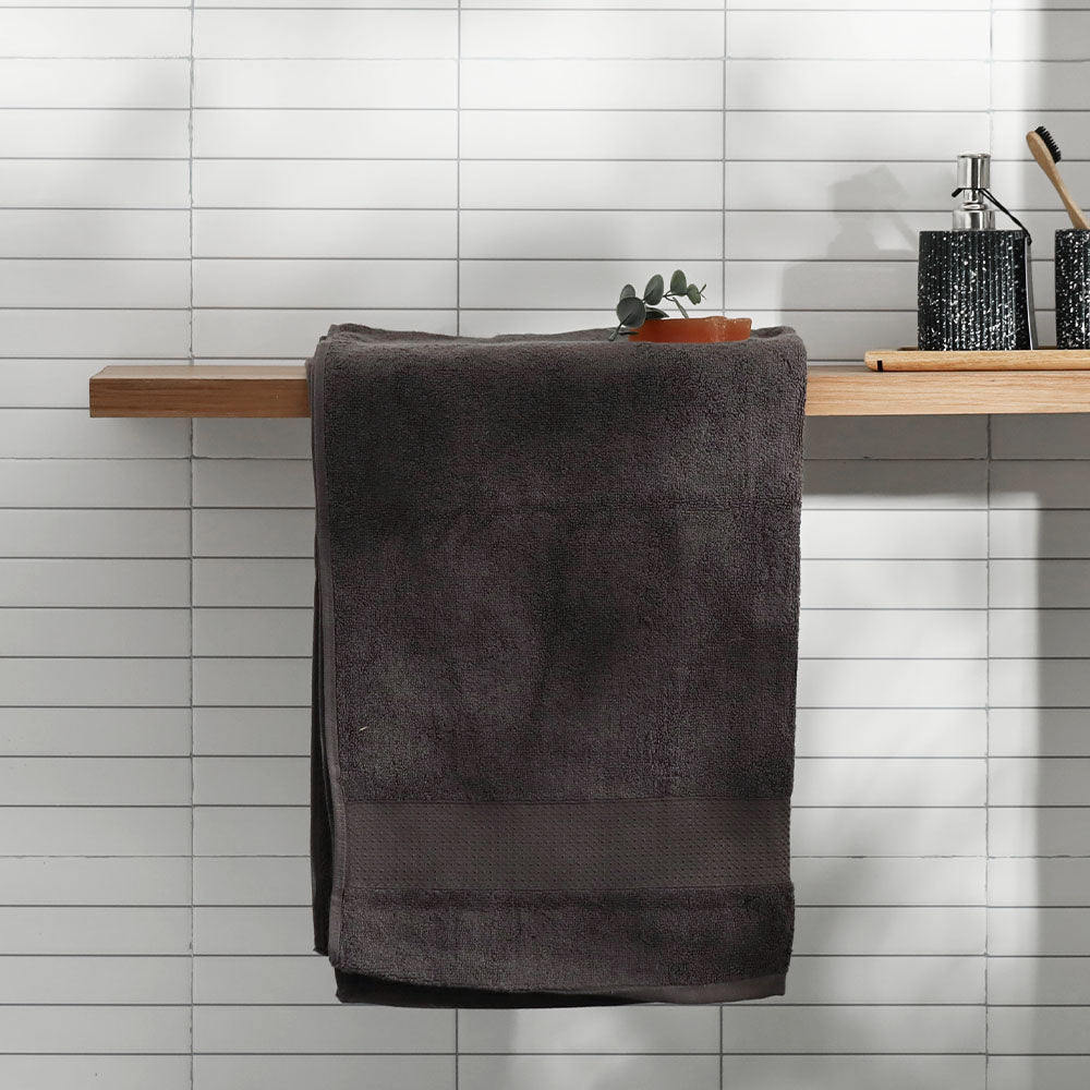 Soleil Cotton Bath Towel - Dark Grey