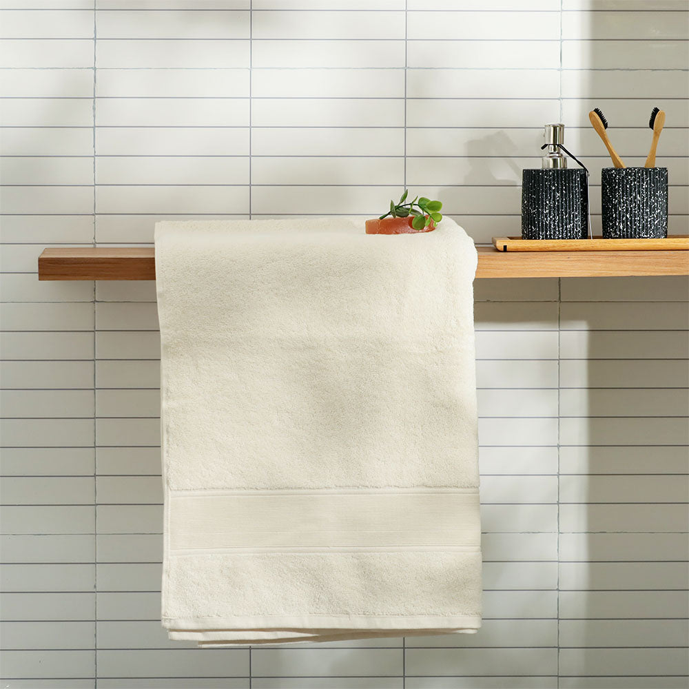 Soleil Cotton Bath Towel - Ivory White