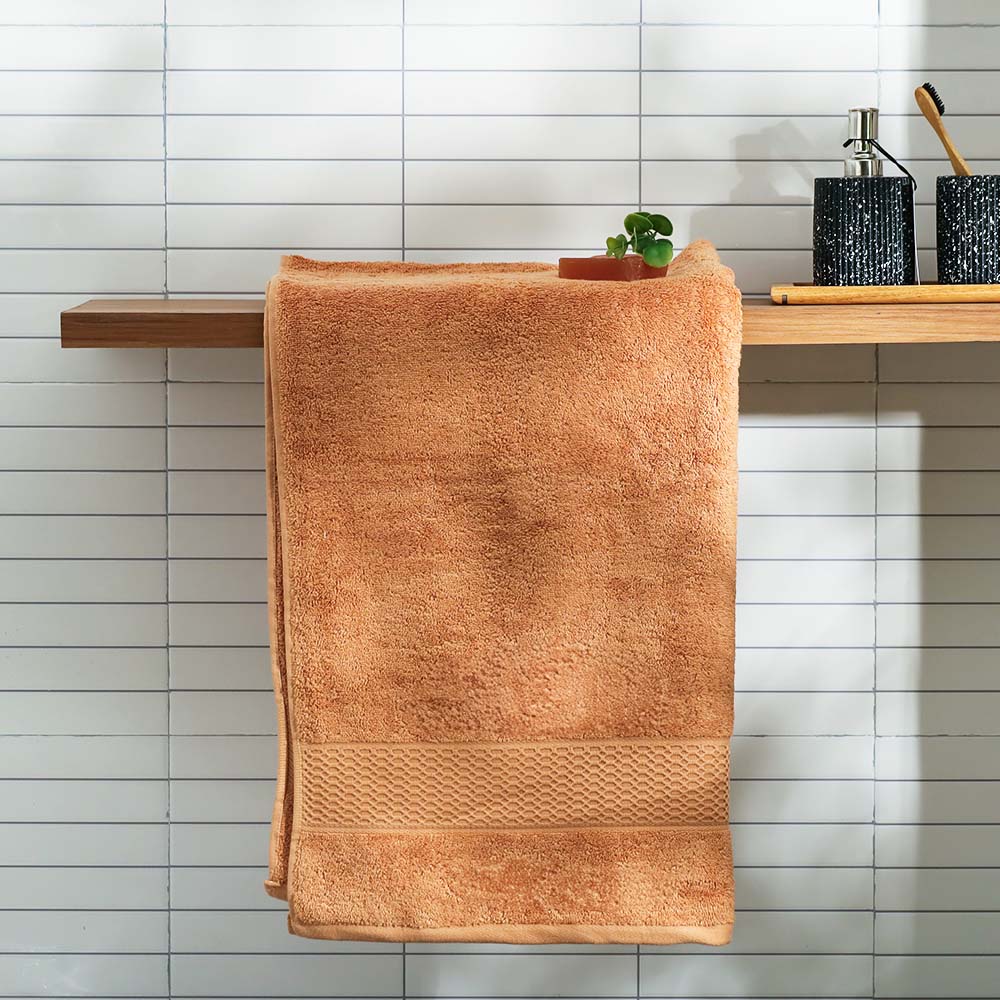 Soleil Cotton Bath Towel - Apricot Orange