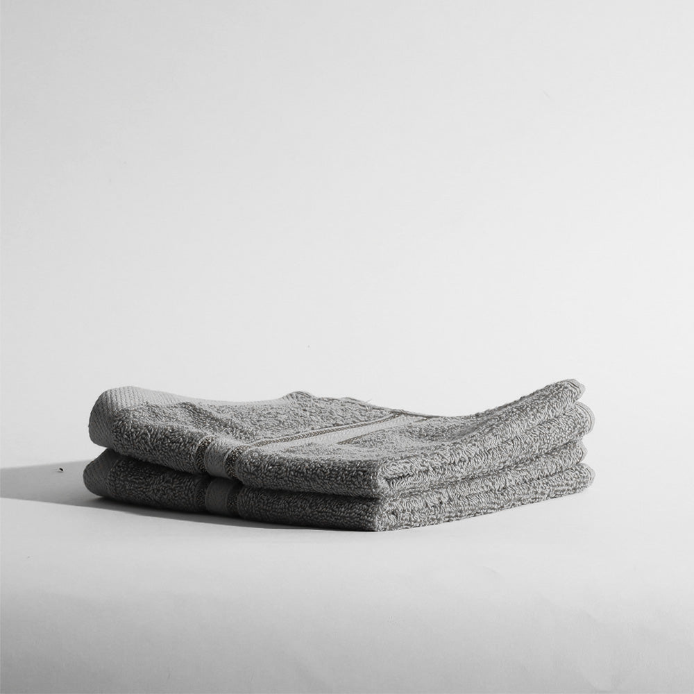 Soleil Cotton Face Towels, Set of 2 - Harbor Grey