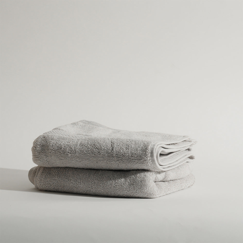 Soleil Cotton Hand Towels, Set of 2 - Light Grey