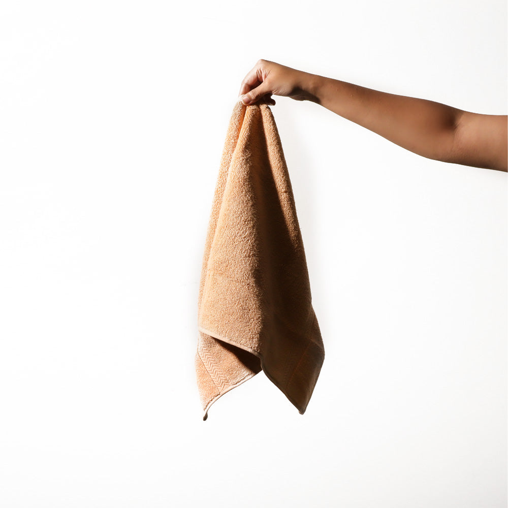 Soleil Cotton Hand Towels, Set of 2 - Peach Orange