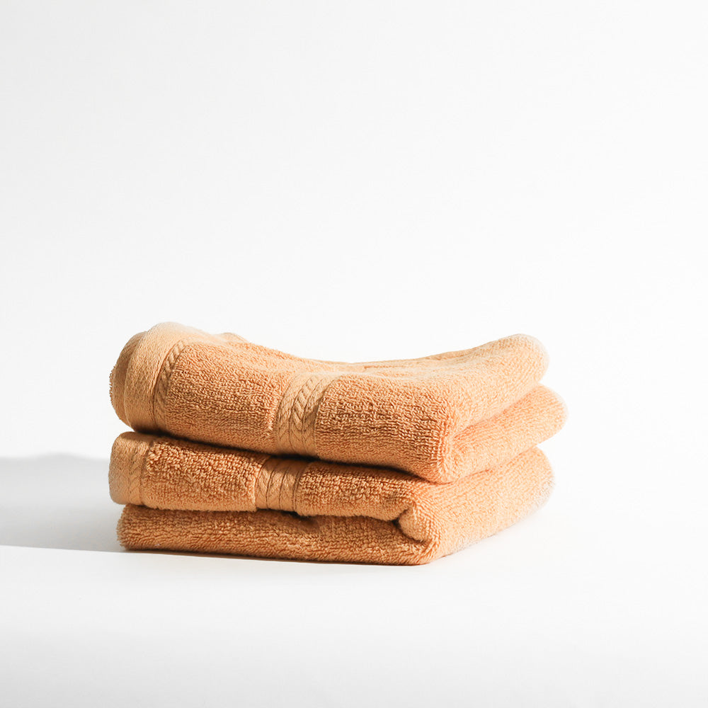 Soleil Cotton Hand Towels, Set of 2 - Peach Orange