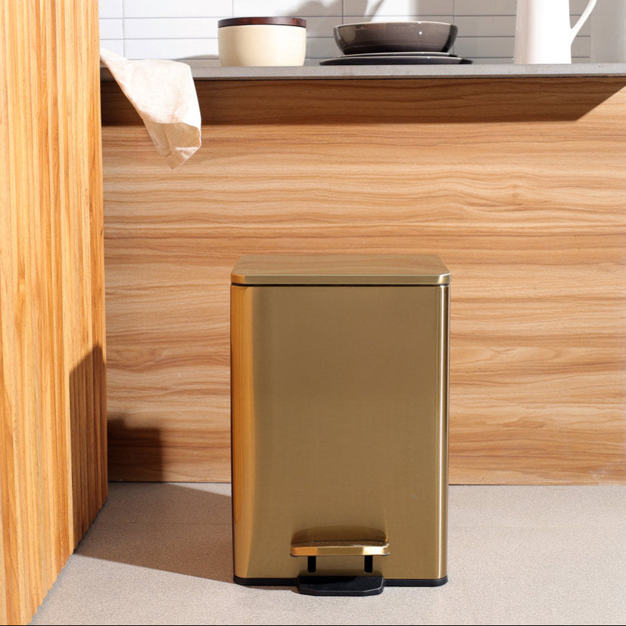 Glint Rectangular Pedal Bin 12L - Gold
