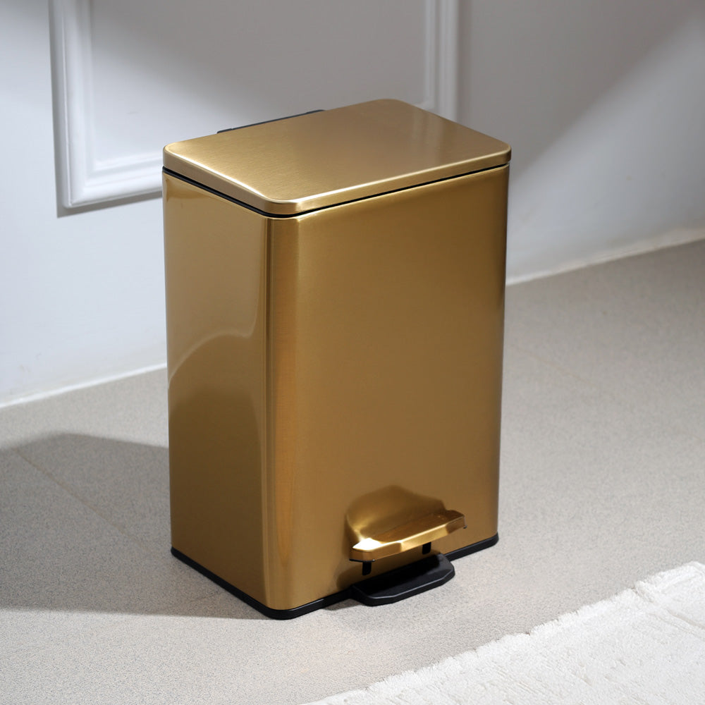Glint Rectangular Pedal Bin 12L - Gold