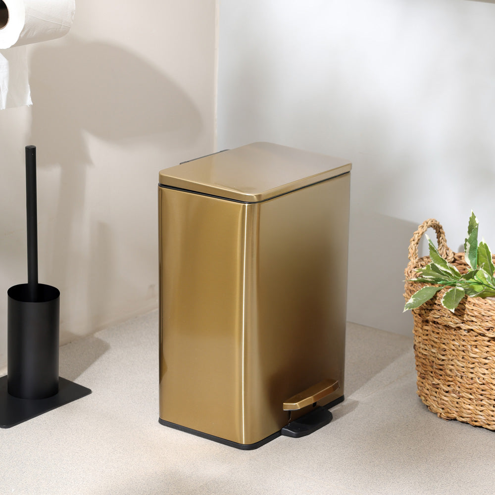 Glint Rectangular Pedal Bin 12L - Gold