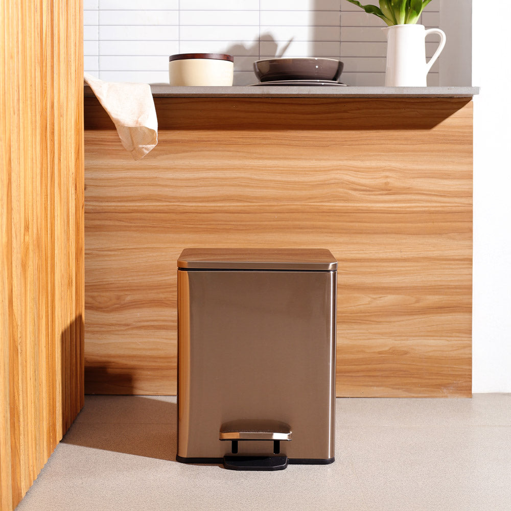 Glint Rectangular Pedal Bin 9L - Bronze